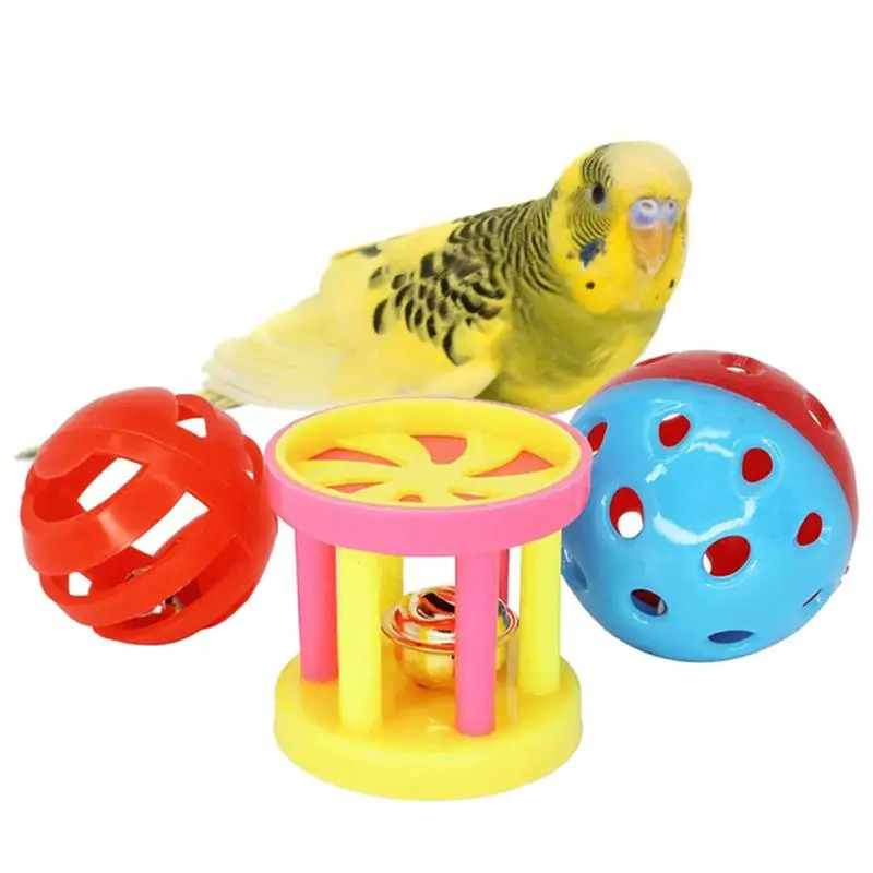 Bird Toys For Parrots Chew Toy Balls For Parakeet Birds Bite Resistant Hangable Bird Toys With Small Holes Bell For Pets Parrots