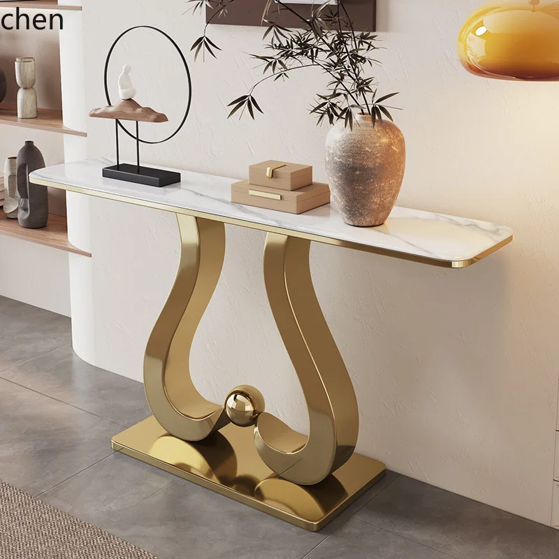 

ZMLstainless steel entrance table Modern new Chinese-style entrance hall entrance cabinet against the wall Minimalist view table