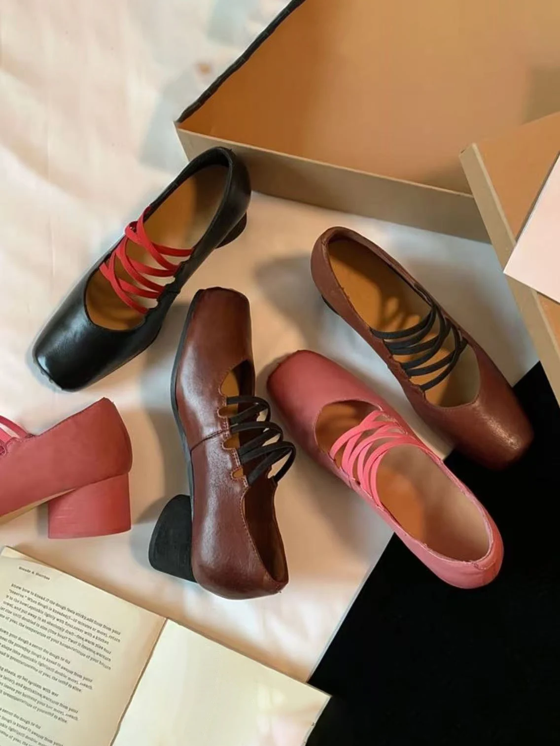 retro-style-mary-jane-shoes-with-cross-band-thick-heel-in-sheepskin-for-women-pig-nose-high-heel-ballet-flat-shoes
