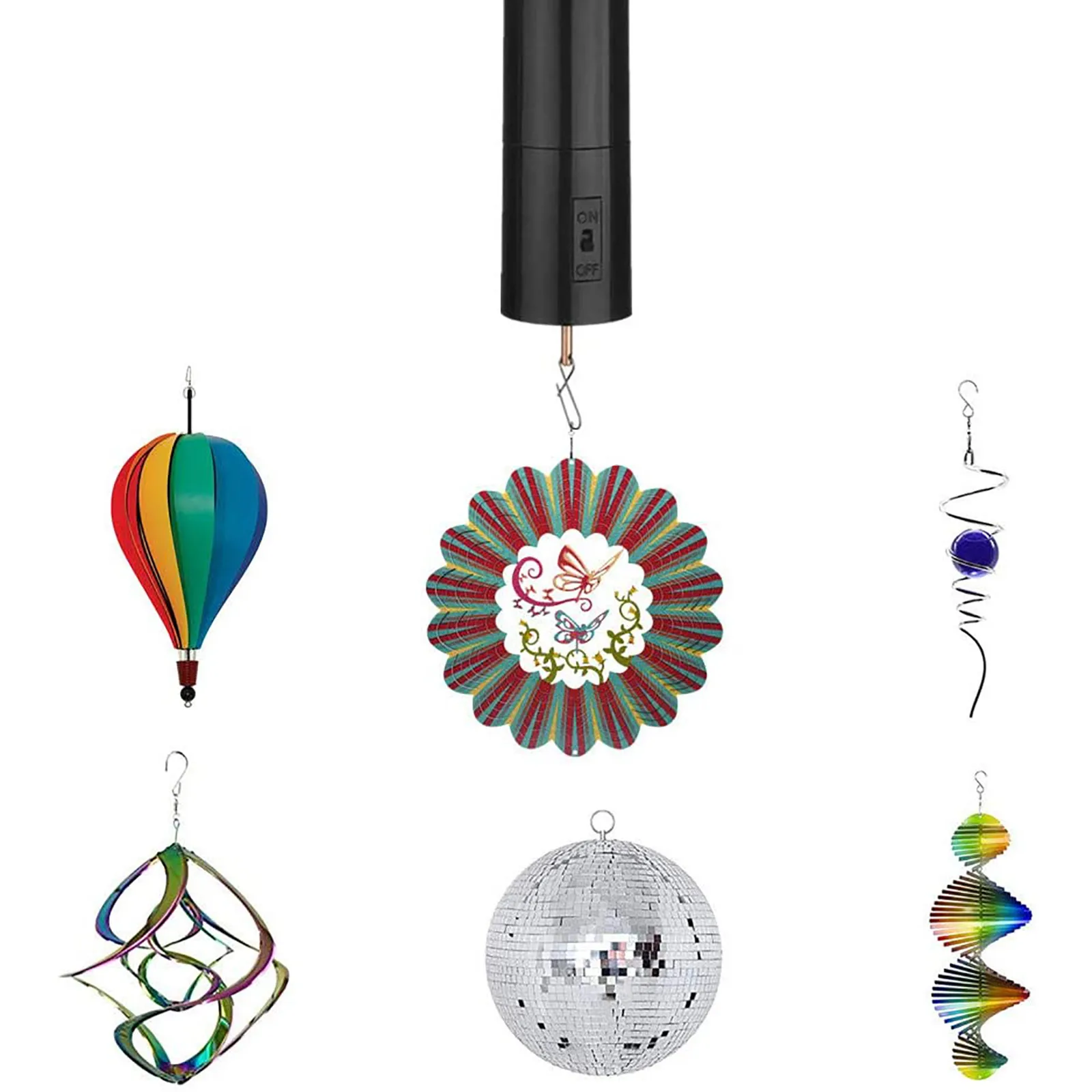 Hanging Rotating Wind Chime Motor Motor Plastic Battery Powered Wind Spinner Motor with 6 Pounds Weight-Bearing Capacity