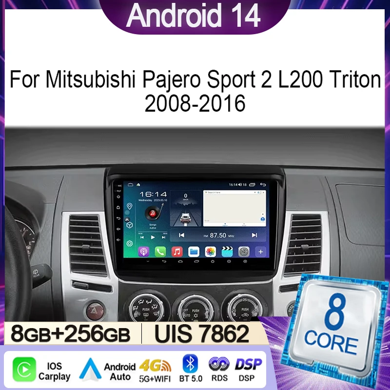 

For Mitsubishi Pajero Sport 2 2008 - 2016 L200 Triton 2006 - 2014 Car Radio Multimedia Player Navigation Stereo GPS Android14
