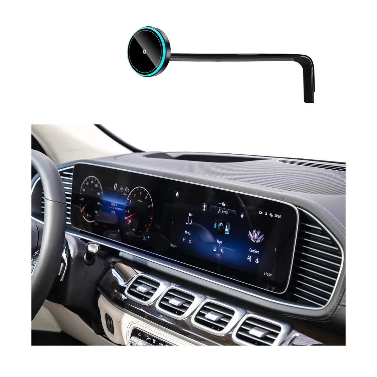 Für Mercedes-Benz GLS GLE W167 2020-2026 Auto-Handyhalterung Bildschirm-Fixierclip Kabelloses Ladegerät Qi Auto-Handyladegerät