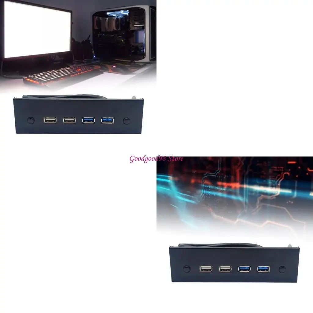 لوحة أمامية متعددة الوظائف مقاس 5.25 بوصة USB للكمبيوتر المكتبي 5.25 بوصة محرك أقراص مضغوطة USB3.0/2.0 19Pin 9Pin