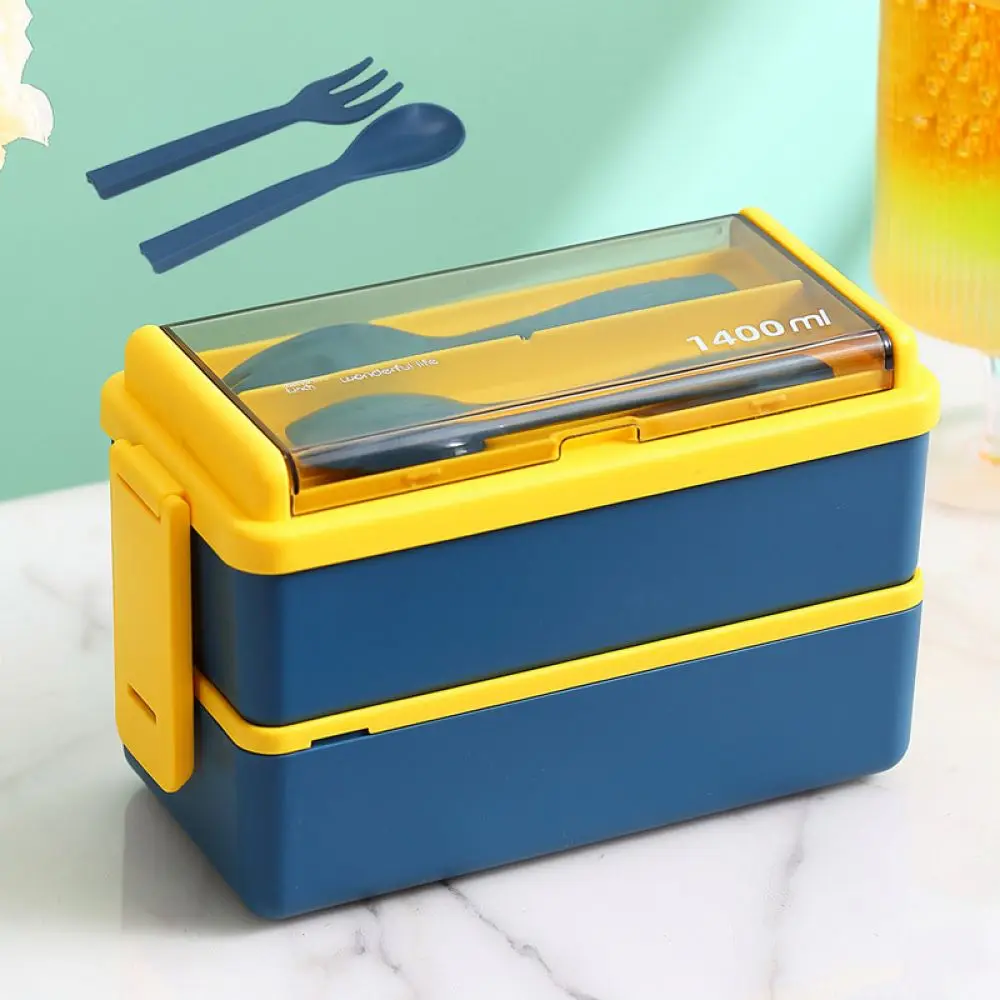 Japanese Style Bento Box Double Layer Divided Food Container Microwave Safe Leakproof Storage Organizer For Daily Meals