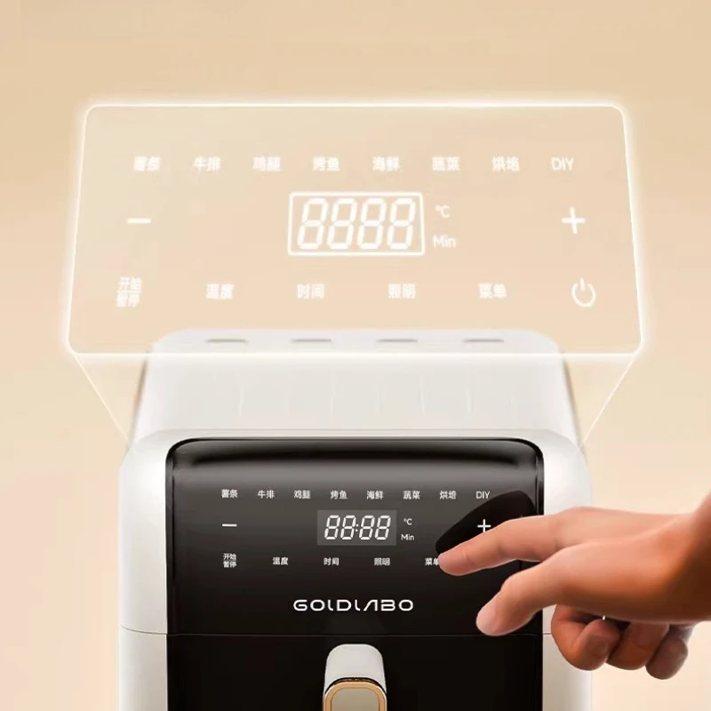 مقلاة هوائية منزلية مع تجويف معدني كامل - سعة 6.5 لتر، أجهزة طهي مرئية خالية من الزيت ومنخفضة الدهون