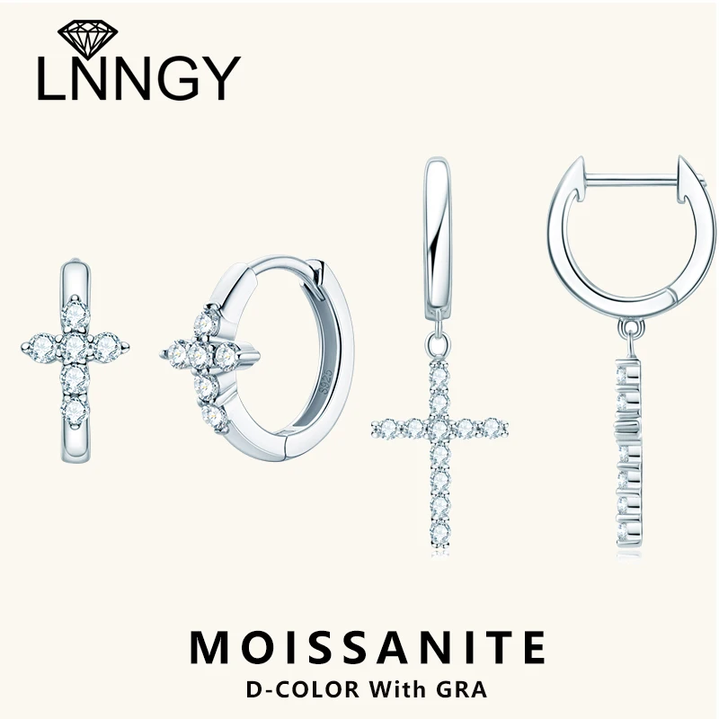 

Серьги-капли Lnngy с муассанитом и сертификатом, серебро 925 пробы, серьги-подвески в стиле ретро с крестом, ювелирные изделия, подарок