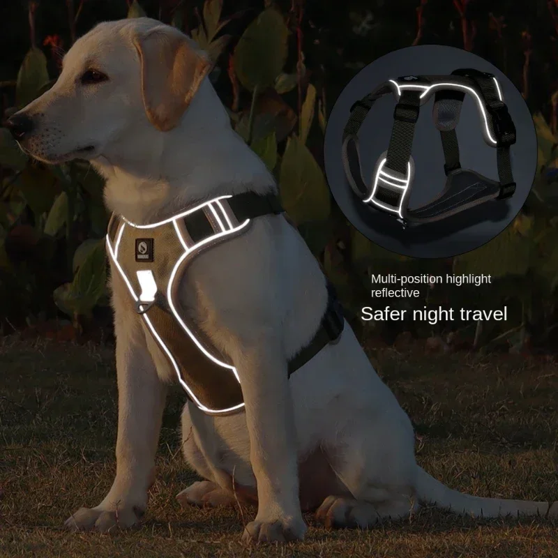 Adjustable Harness Dog Reflective Safety Training Walking Chest Vest Leads Collar For French Bulldog Pets Dogs Accessories