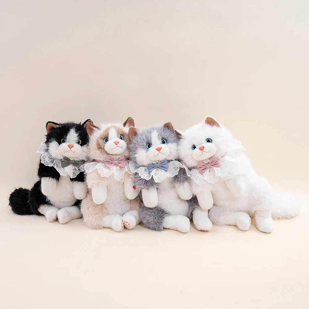 Sac à dos Ragdoll pelucheux mignon, sac chat Ragdoll gris, jouets en peluche, sac à bandoulière chat Kitty noir, cadeaux fonctionnels en peluche pour anniversaire