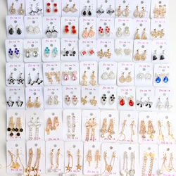 20Pairs/Lot Trendy Rhinestone Pearl Rose Love Dangle Earrings for Women Girls Without Piercing No Hole Ear Clip Jewelry Gifts