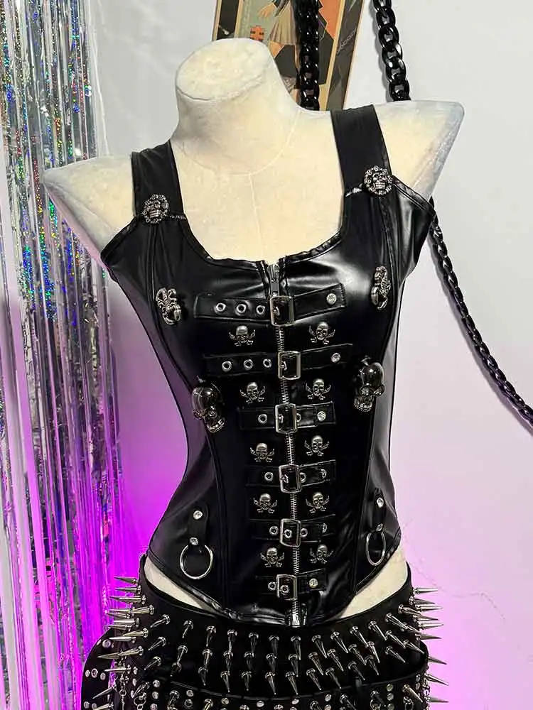 في سن المراهقة ايكو Y2K القمم E-الفتيات الشرير الصخرة الدانتيل يصل العصرية يدوية Kawaii القوطية الدبابات مشد ايمو لتقوم بها بنفسك الجرونج 90s ملابس للنادي Harajuku #1