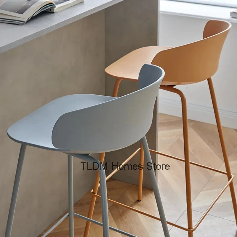 

Nordic Plastic Bar Stools Kitchen High Dining Chairs Counter Designer Household Backrest Bar Chair Creative Hotel Stool