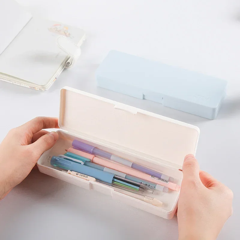 1pc Morandi Color Simple Pencil Case Kawaii Large Capacity Stationery Box Students Pen Eraser Manager School Supplies