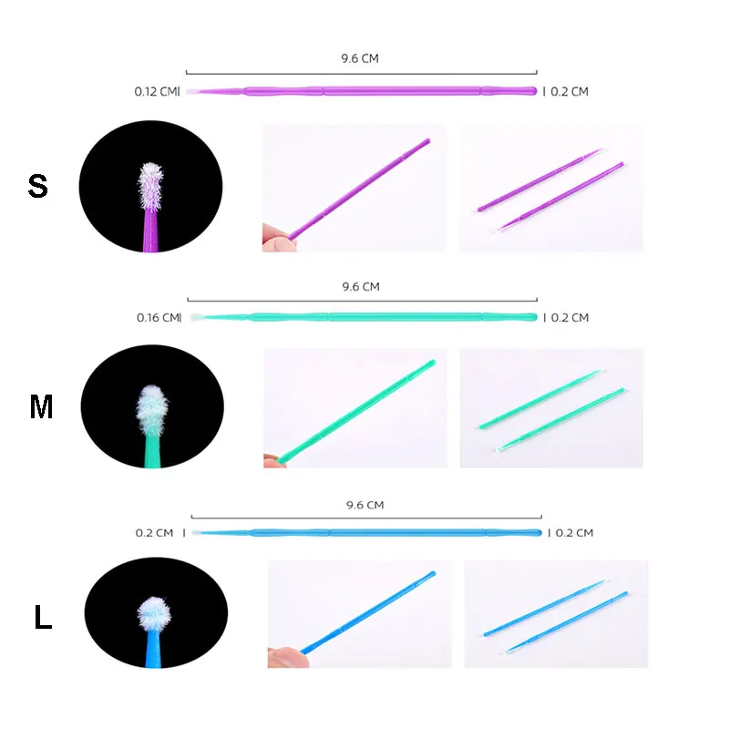 1000 pces descartável microbrush cílios extensão individual chicote removendo cotonete micro escova para ferramentas de extensão de cílios