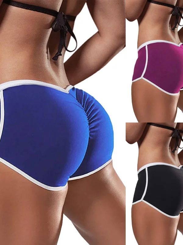 Pantaloncini elastici sportivi multicolori Pantaloni sportivi a vita bassa sexy di grandi dimensioni in tinta unita da donna Pantaloncini attillati per il sollevamento dell'anca NNRX