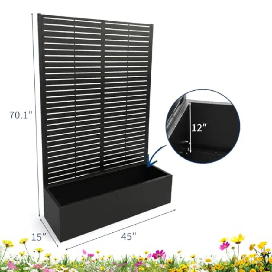 Metal Planter Box with Trellis, 70.1