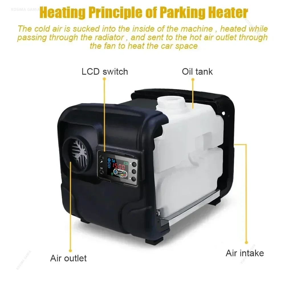 Car Heater 12V/24V/220V 5KW Car Diesel Heater Dry Low Noise Remote Control Air Diesel Parking Heater for Car Truck Boat RV view 4