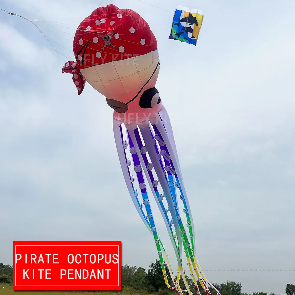 

New Arrival Giant 20m Soft Inflatable Pirate Octopus Kite Pendant for Adults High Quality Ripstop Nylon Show Kite Line Laundry