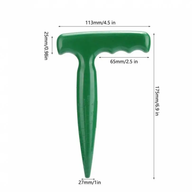 Green Metal Hole Punch With scale Seedling Transplanter Hole Punch Sowing Succulents Planted Tool Garden Supplies