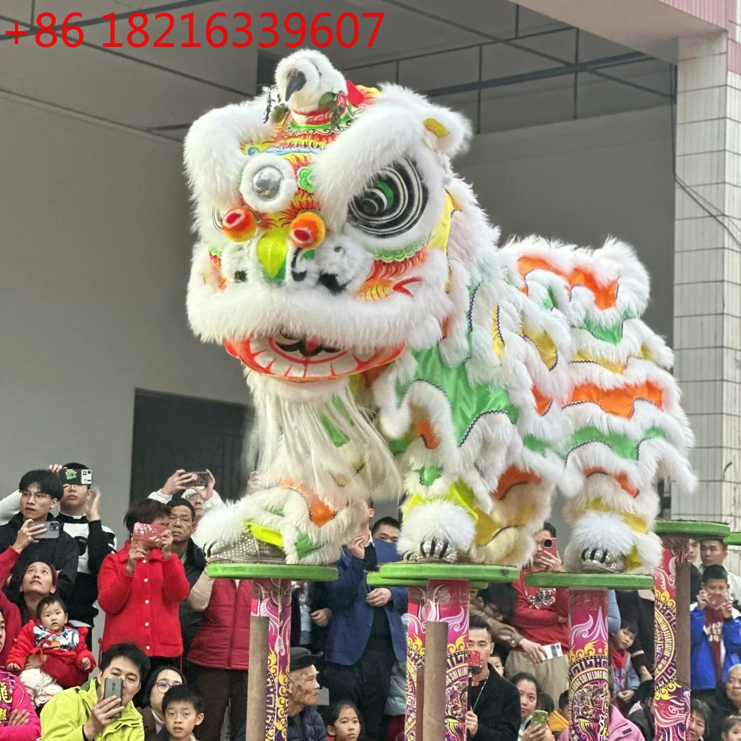 TAO Advertising Cosplay Lion Dance Mascot Costumes Chinese Folk Parade Red Wool Southern Lion Halloween Carnival Fancy Party