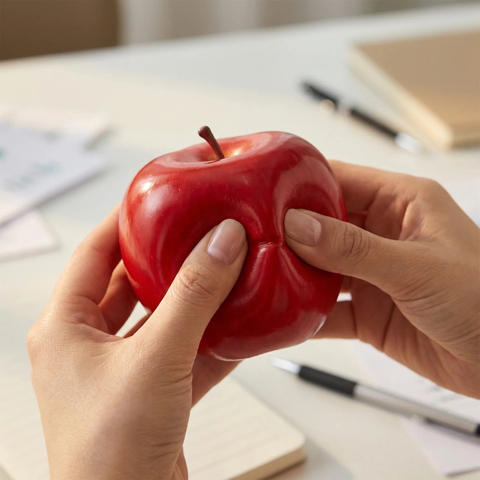 Cute Pink and Red Apple Squeeze Slow-Rebound Squeezable Toy Super Moist Soft Realist Fruit Stress-relieving Props Fun Gift