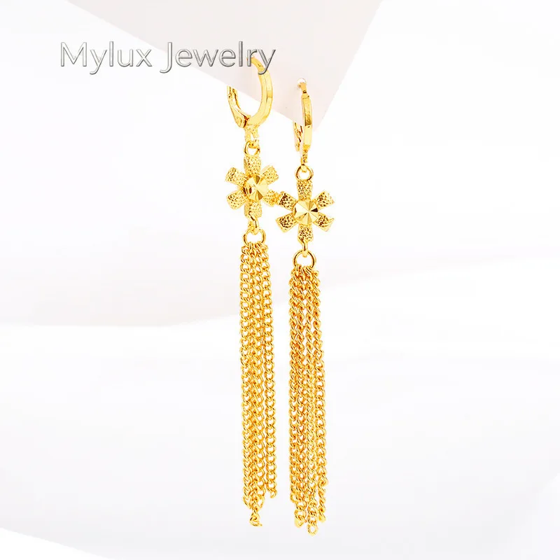 

Mylux Jewelry AU999 Ladies' Gold Earrings New Style Earrings 24K Real Gold Jewelry Cocktail Party Noble Goddess Tassel Earring G