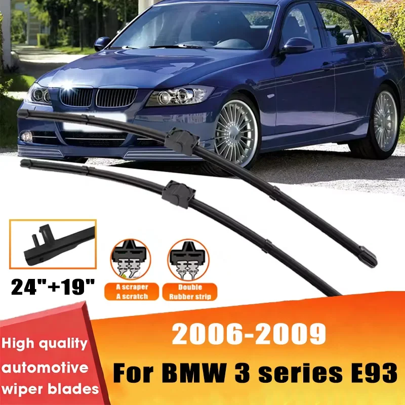 

2pcs Wiper Front Wiper Blades Set For BMW 3 Series E93 2006-2009 2007 2008 Windshield Windscreen Window 24"+19" Car Accessories