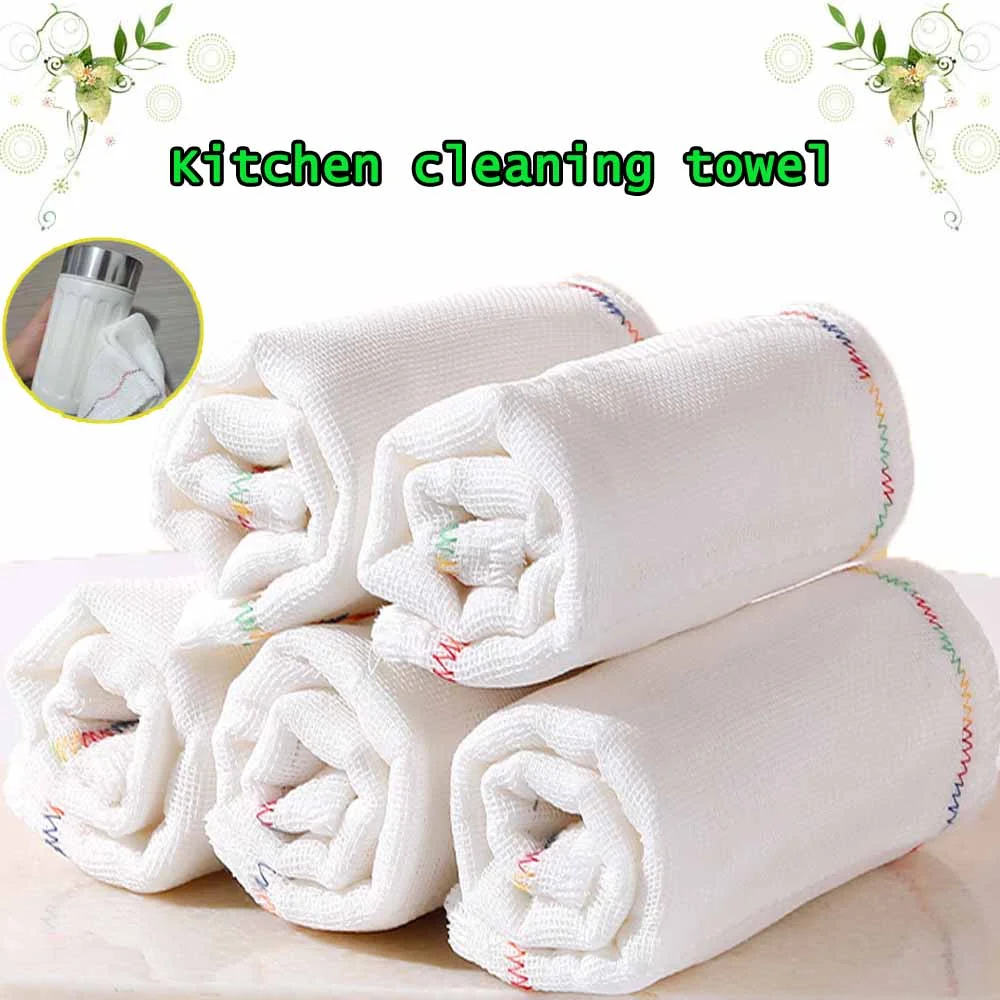 

1/3/5pcs Oil Repellent Dishwashing Cloth 5 Layers Thicken Cotton Towel Anti-Grease Wiping Rags Household Cleaning Towels Wipe