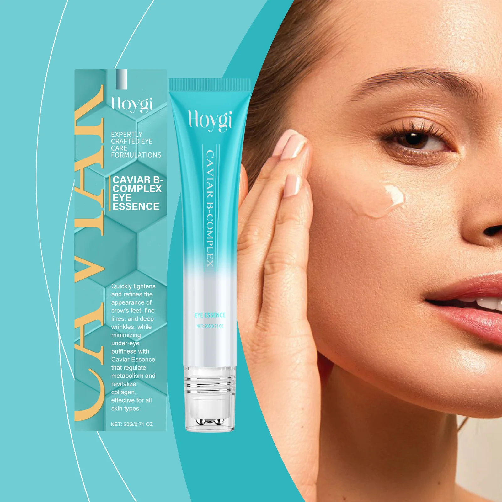 Hoygi Caviar B-Complex Eye Essence, anti-aging oogbehandeling, snel absorberende formule om rimpels te verminderen, kraaienpootjes, donkere kringen