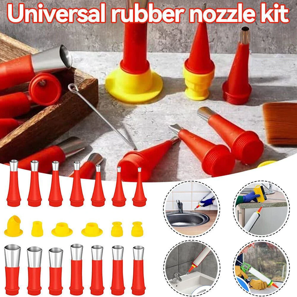 Universal Integrated Rubber Nozzle Tool Kit Reusable Sealing Caulking Nozzle Coating Reusable Rubber Nozzle Tool Kit