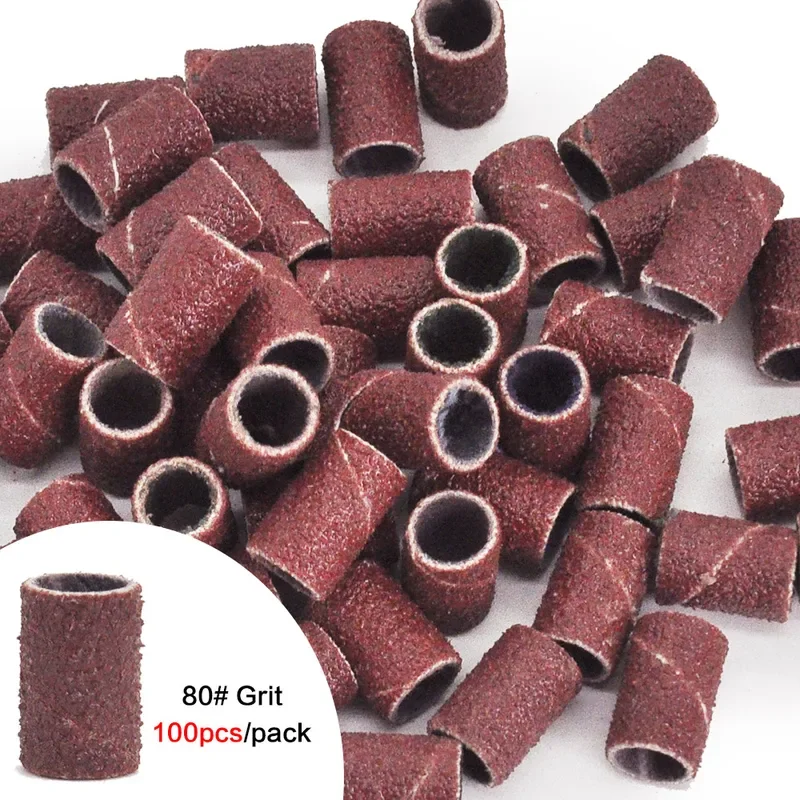 100 قطعة مسمار الرملي حلقة العصابات حصى الكهربائية مانيكير الحفر طحن رؤساء UV هلام البولندية إزالة باديكير أدوات جلخ