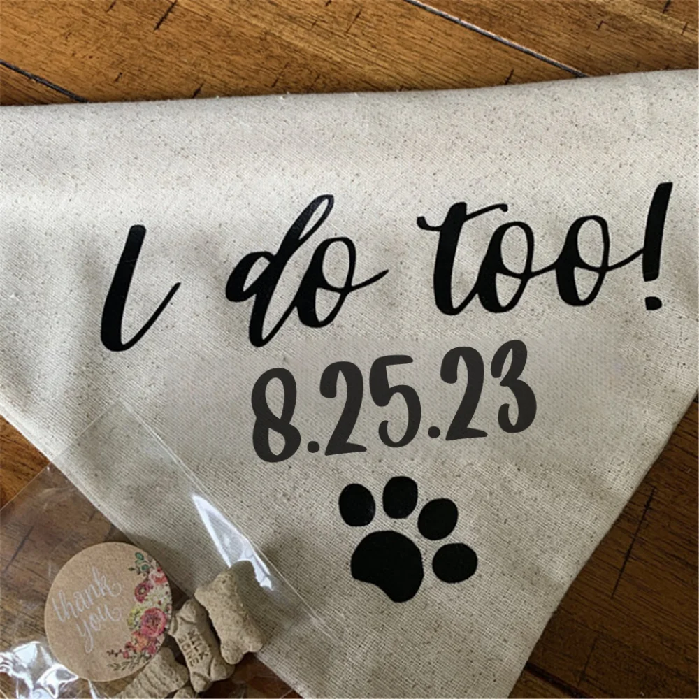 

Personalized Dog Bandana, Pet Image, I DO TOO, Mr and Mrs, Just Married, Custom, Wedding Attire