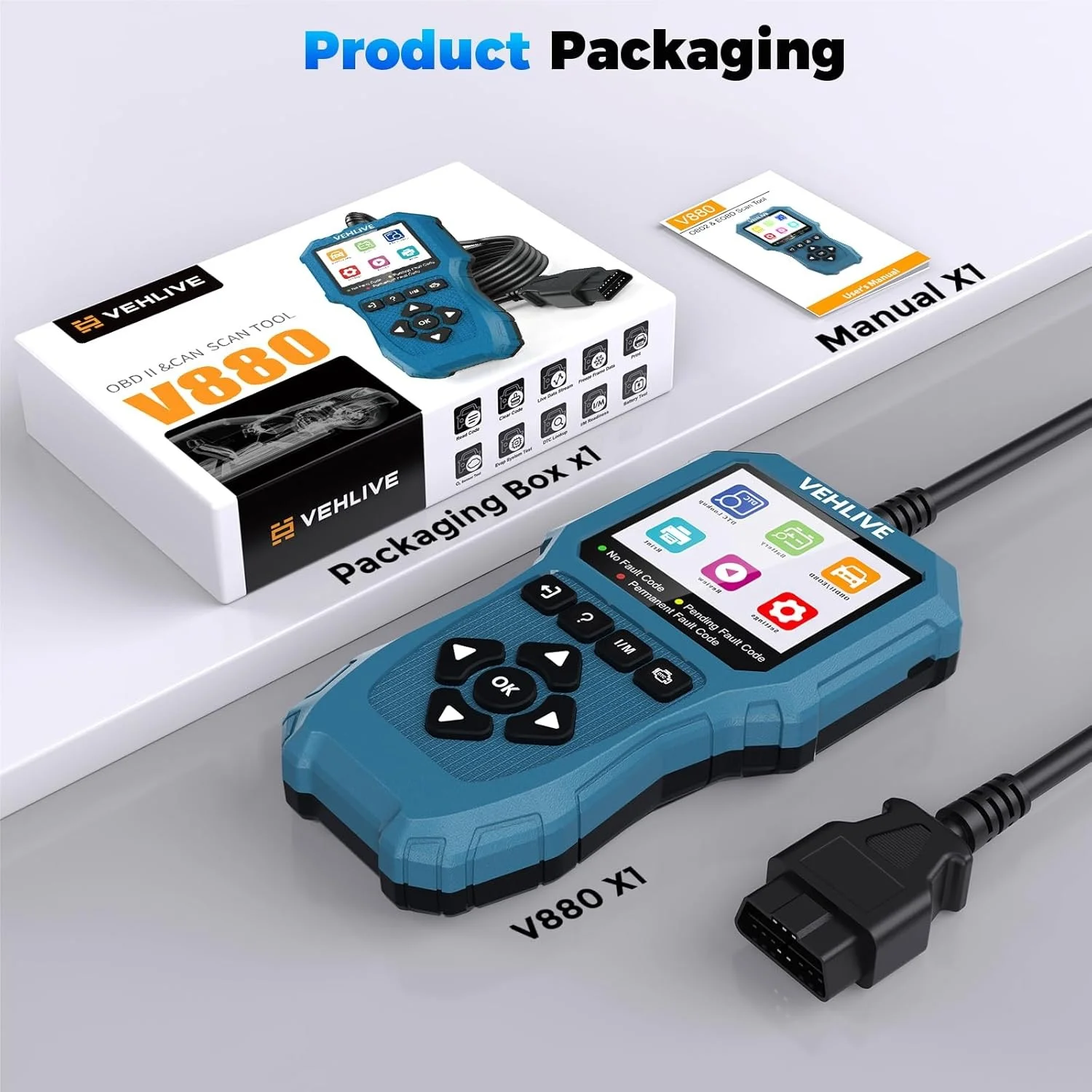 Picture 7: EOBD Code Reader V880 OBD2 Scan Tool Fault Code Scanner Multi-language Cars Diagnostic Tools Engine System Battery Tester Tools