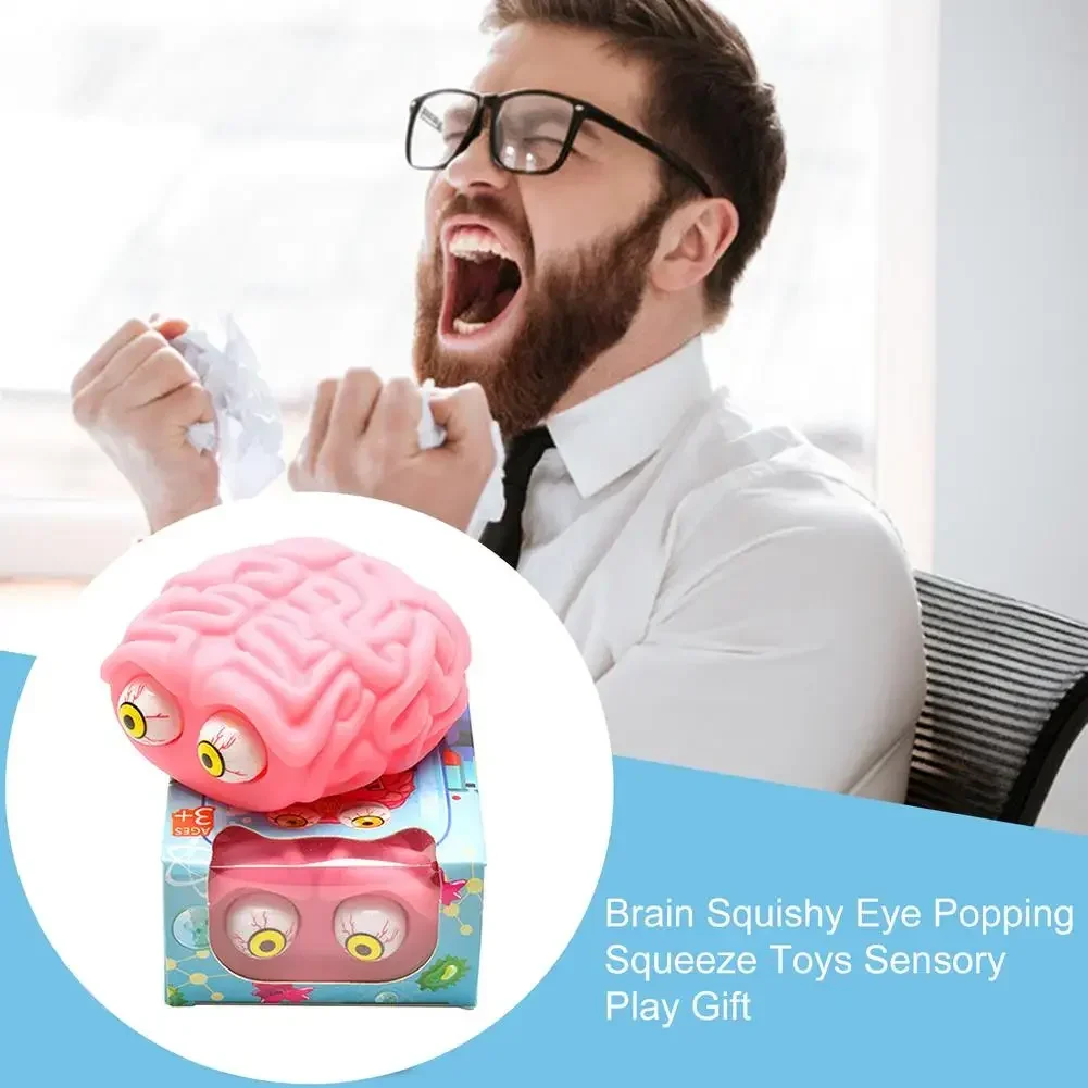 Brain Squishy Eye Popping Squeeze Toy Sensory Play Anti-Stress Fidget Toys Pops Out Eyes Doll Stress Relief Venting Joking Toys