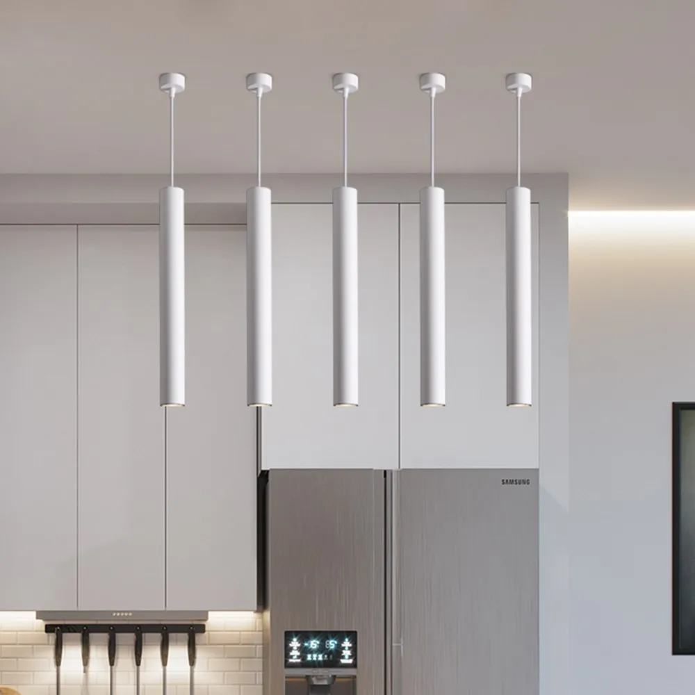 Luces colgantes de tubo largo nórdico, lámpara regulable de longitud ajustable para el hogar, cocina, comedor, accesorios de iluminación