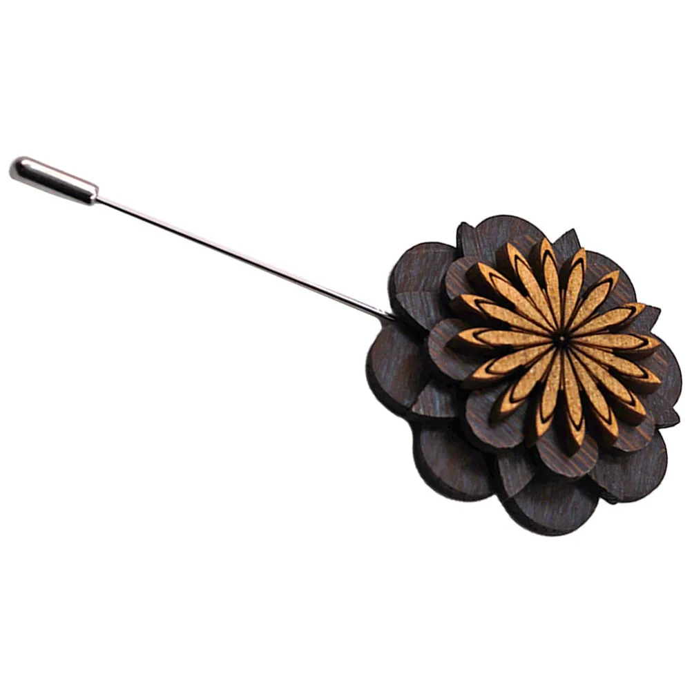 Wooden Boutonniere Flower Lapel Pin For Men Wedding Suit Decoration Brooch Boutonniere For Men Wedding Accessory Groom Mens