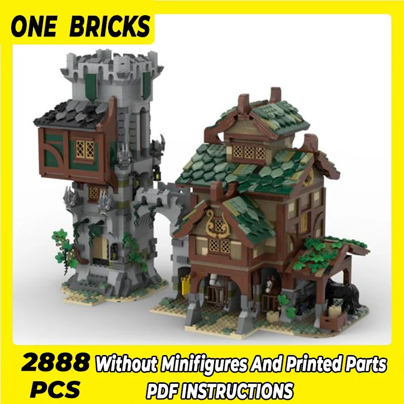 Moc Building Blocks Medieval Guard Tower And Stables Technical Bricks DIY Assembly Construction Toys For Child Holiday Gifts