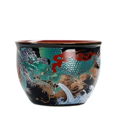 Chinese Green Dragon Tea Cup Wired Enamel Master Cup Ceramic Jucai Water Tank Cup Luxurious Black Tea Bowl Business Gifts