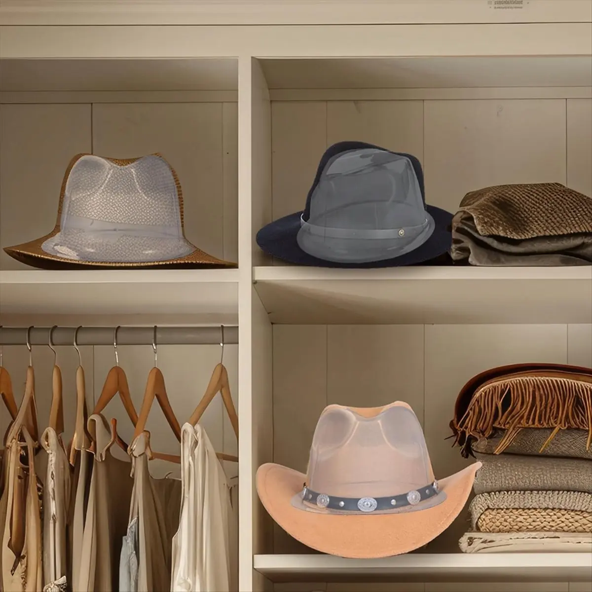 AA77 NEW 12 Pcs Hat Shaper for Caps Plastic Hat Display Stand for Multiple Hats with Shaping Inserts and Tabletop Cap Holder