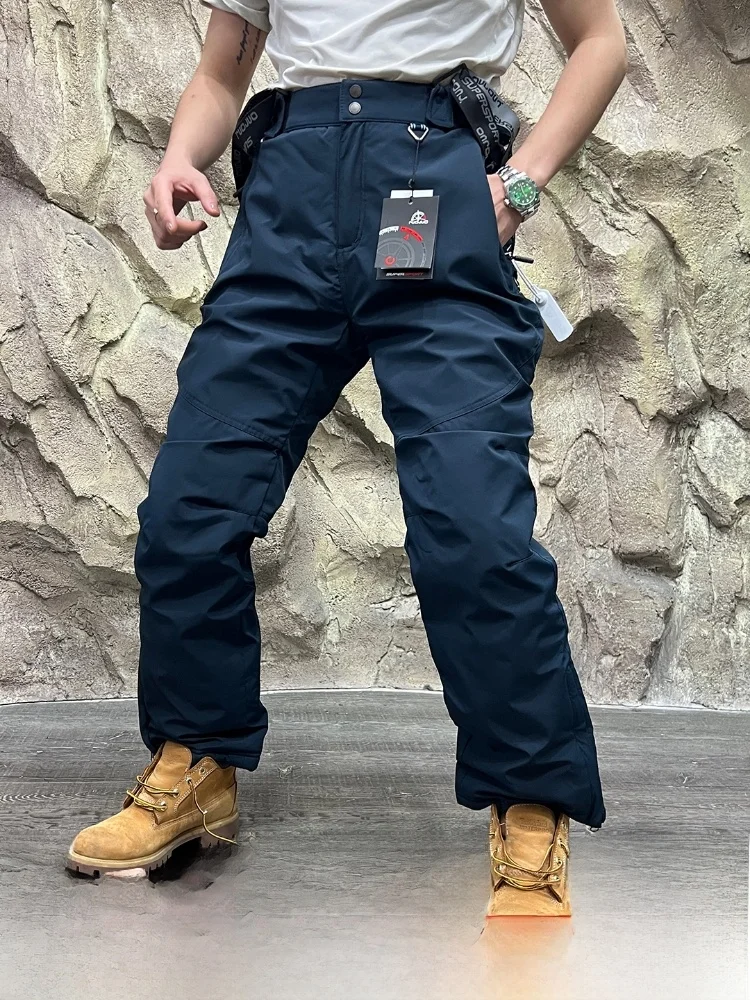 

Thi зимние лыжные брюки для мужчин, непромокаемые снегозащитные уличные хлопковые брюки со съемными кромками, молодежные повседневные свободные брюки