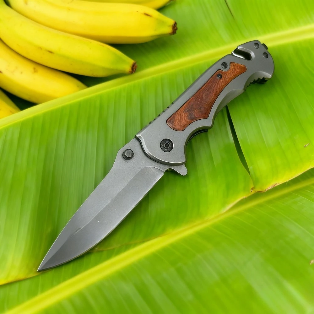 Coltello tascabile ambidestro Lama 5Cr13Mov Acciaio 420 Manico in legno colorato Pieghevole Sopravvivenza Campeggio Utilità all'aperto Regali di festa