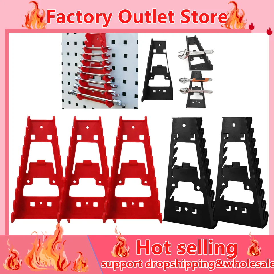 1/5Pcs Red & Black Wrench Organizer Wrench Holder Plastic Tray Sockets Storage Tools Rack Sorter Standard Spanner Holders