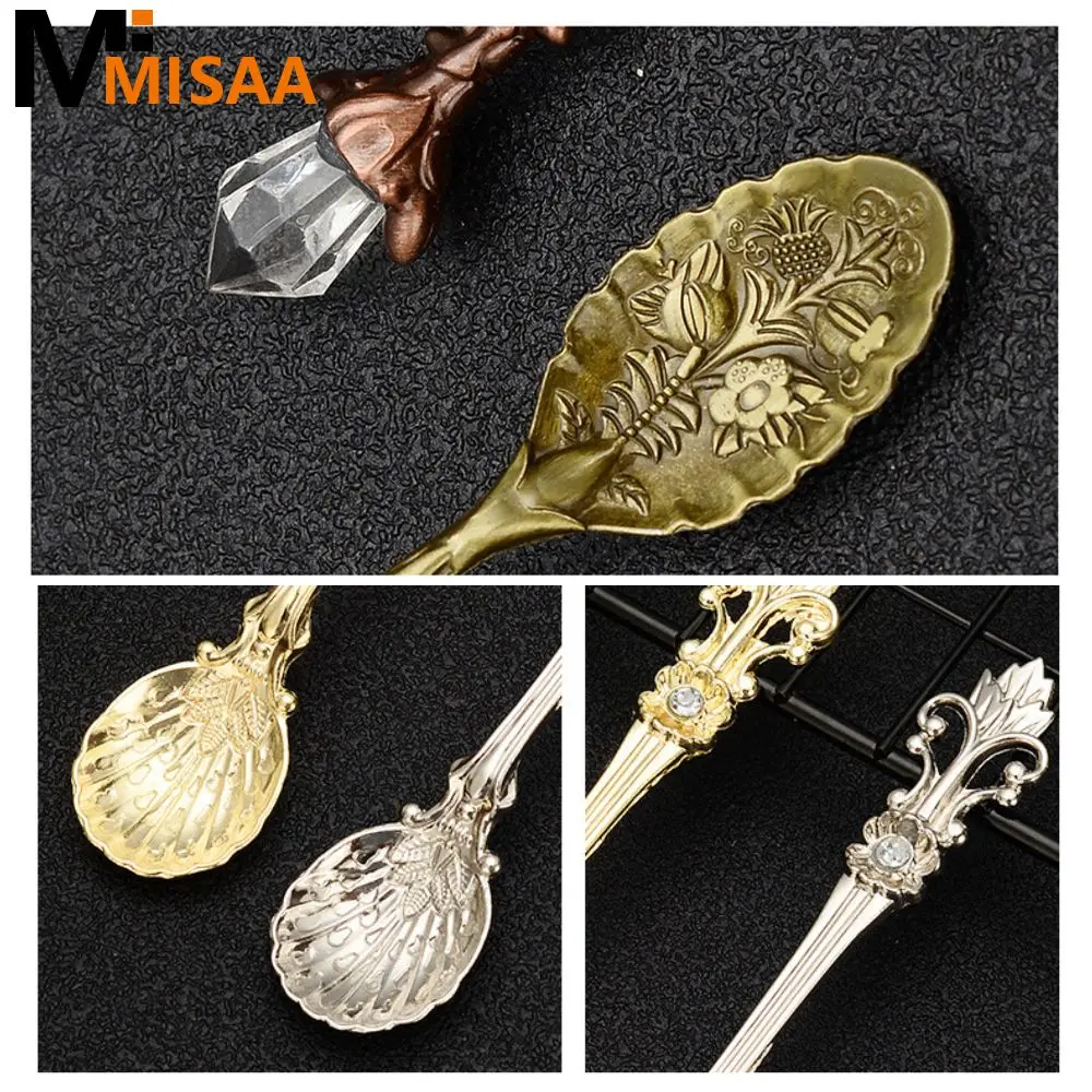 Spoon Dining Bar Vintage Flatware Dessert Crystal Head Vintage Royal Style Wholesale Kitchen Accessories Tableware Tea Spoon Hot