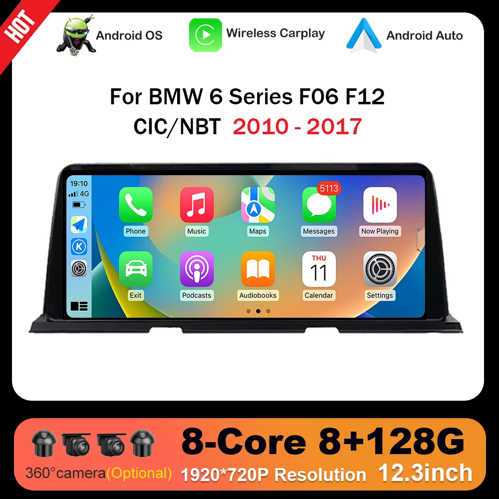 

Android14 For BMW 6 Series F06 F12 CIC/NBT 2010 - 2017 CIC NBT System Navigation GPS Wireless CarPlay Car Radio Multimedia Video