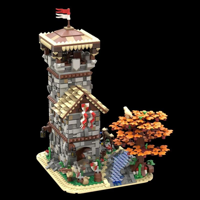 Moc اللبنات منزل حراسة القرون الوسطى عن طريق النهر الإصدار 2.0 نموذج لتقوم بها بنفسك تجميع لعبة البناء هدايا عيد الميلاد