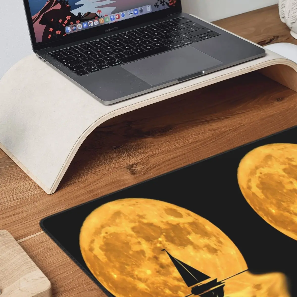 Sailboat Night Cruise Boating Sailing Full Moon Large Mouse Pad Computer Keyboard Mouse Mat Gamer Laptop Desk Mat Table Mats