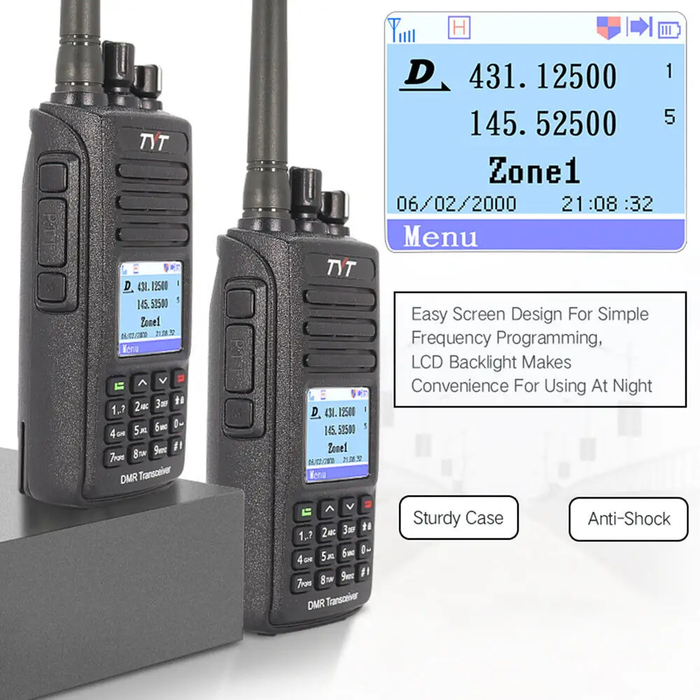 Imagem -03 - Walkie Talkie Tyt-digital Impermeável Banda Dupla Transceptor uv Rádio em Dois Sentidos Md-uv390 Dmr Uv390 Ip67 5w 136174 400480mhz