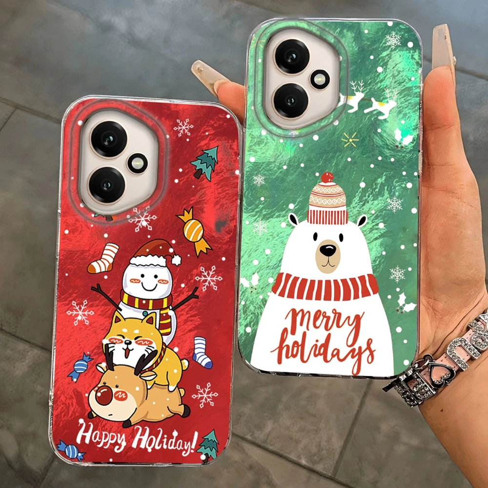 Kerstsneeuwman Telefoon Case Voor Huawei Honor 400 200 Pro Magic 7 6 5 Lite 90 Smart X9c X9a X8a X8b X8c X7c X6 Meisjes Funda Cover