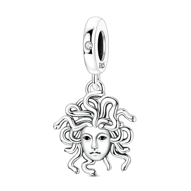 

925 Sterling Silver Charms Bead Zircon Medusa Dangle Fit Original Bracelet Women Jewelry Gift