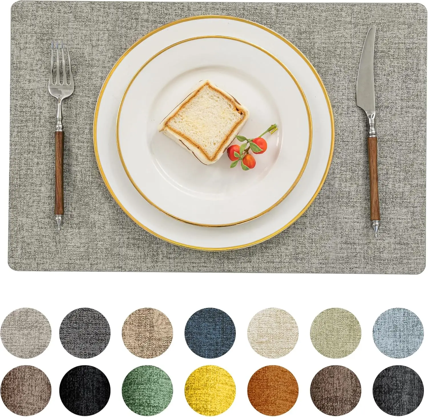 

Vinyl Placemats Set of 4-12 X 18 Inch - Heat Resistant Place Mats 100% Waterproof Oilproof Wipeable Reversible Faux Leather Tabl