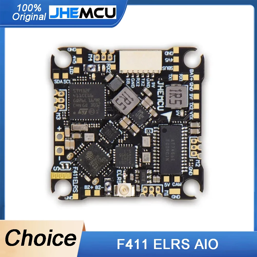 

JHEMCU F411ELRS AIO Flight Controller ICM42688-P OSD BLHELI_S 1-2S 12A 4in1 ESC ELRS 2.4G M3,25.5X25.5mm for RC FPV Drone